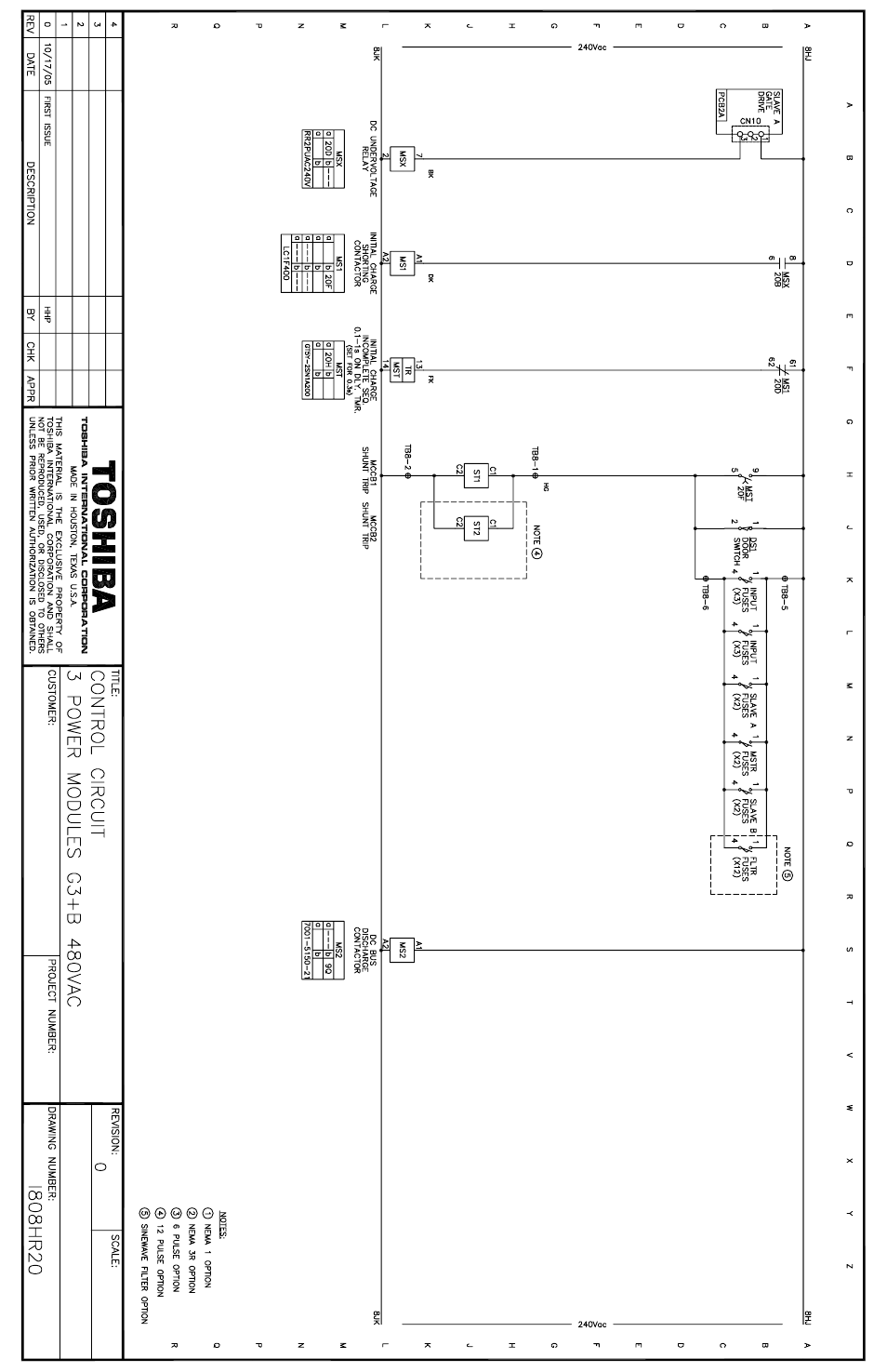 Control circuit, 3 power modules 03+b 480vac, Toshiba | Toshiba Power Inverter User Manual | Page 12 / 15
