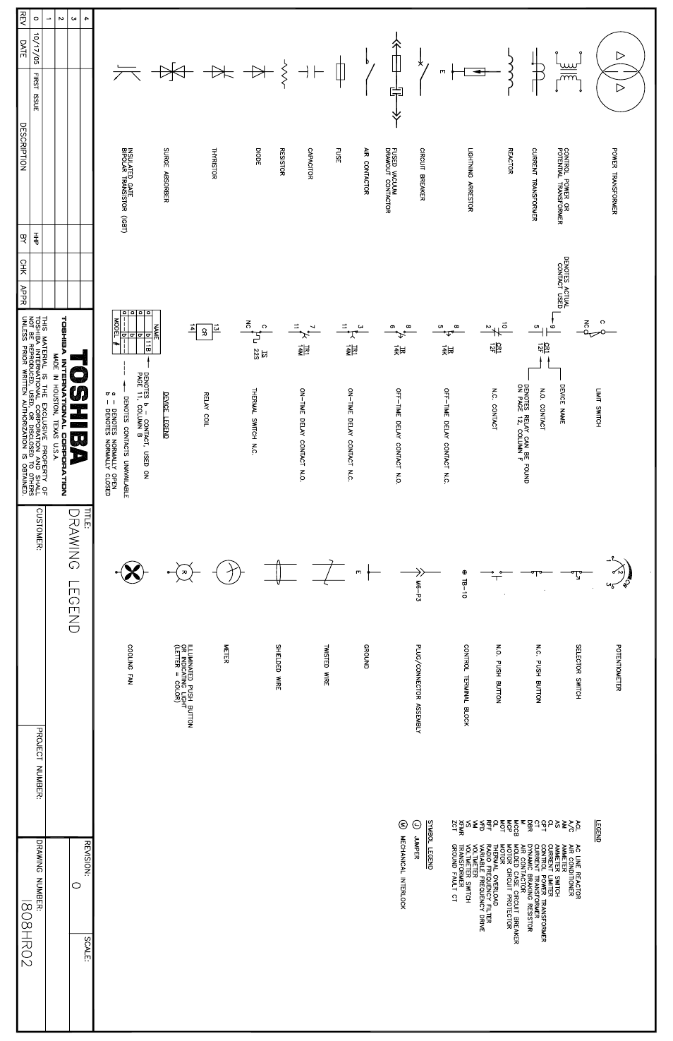 Drawing legend, Toshiba | Toshiba Power Inverter User Manual | Page 3 / 15