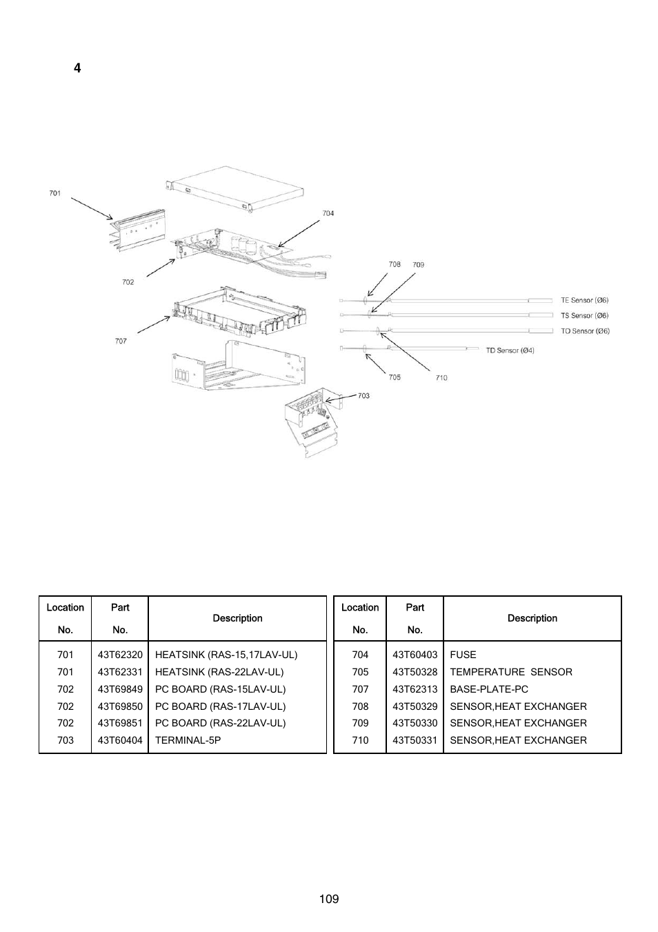 4. p.c. board layout | Toshiba CARRIER RAS-15LKV-UL User Manual | Page 109 / 110