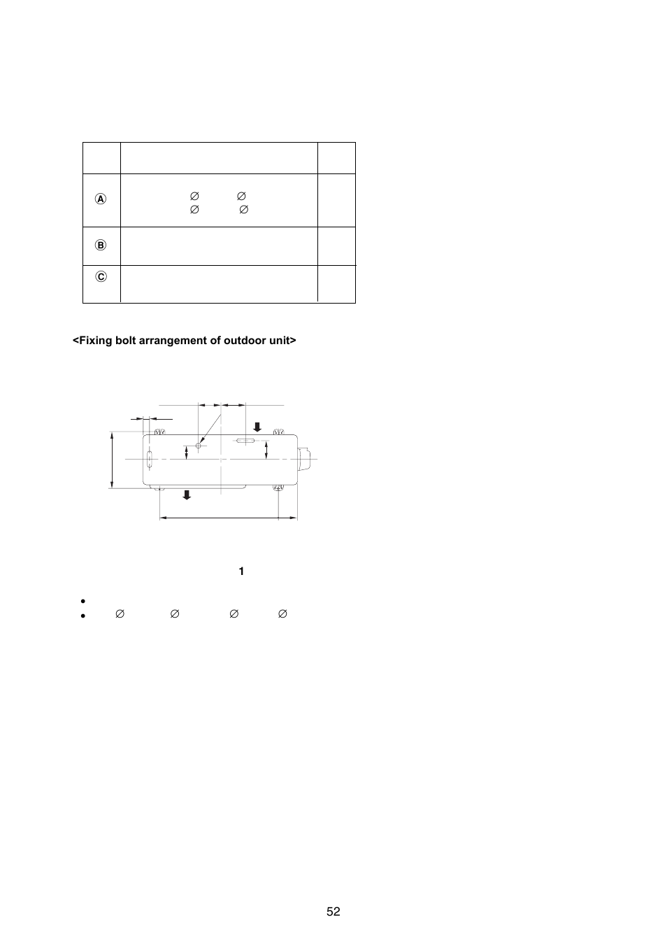 2. installation, Fixing bolt arrangement of outdoor unit> b c | Toshiba CARRIER RAS-15LKV-UL User Manual | Page 52 / 110