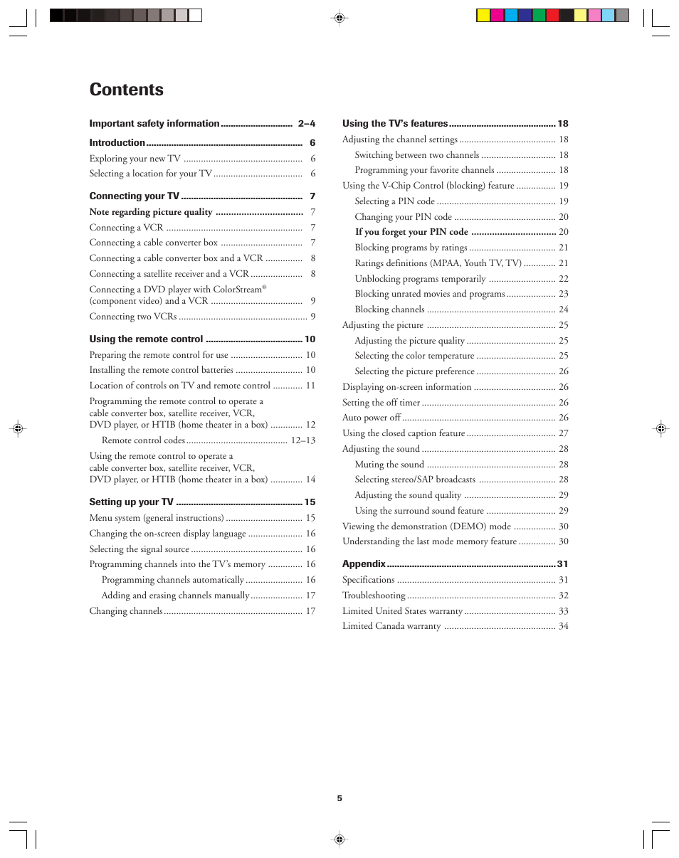 Toshiba 32A43 User Manual | Page 5 / 36