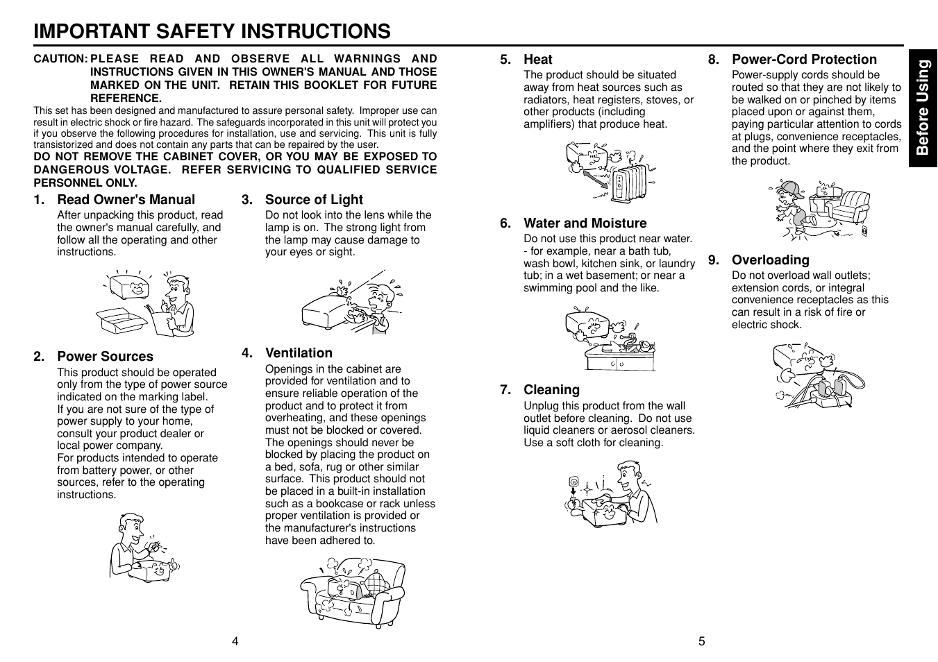 Important safety instructions | Toshiba TDP-T90 User Manual | Page 3 / 25