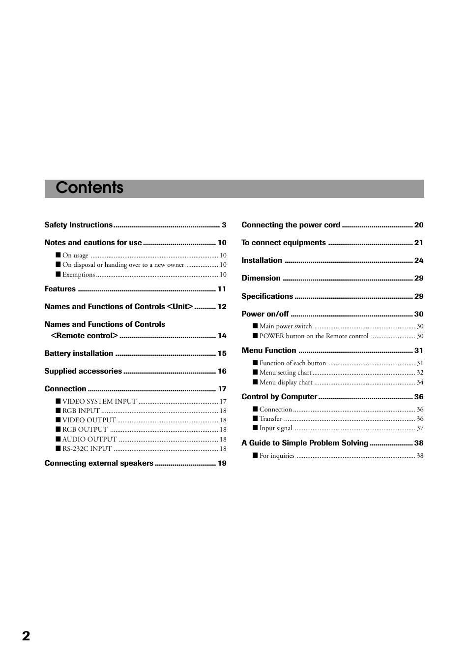 Toshiba P32LS1 User Manual | Page 2 / 40