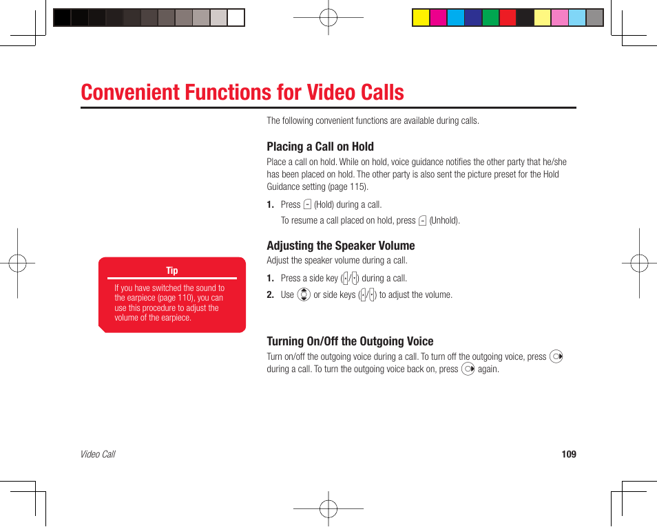 Convenient functions for video calls | Toshiba 705T User Manual | Page 109 / 315