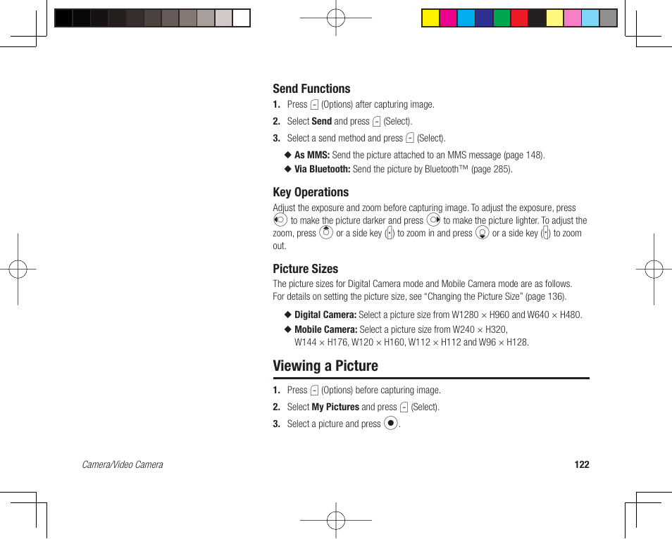 Viewing a picture | Toshiba 705T User Manual | Page 122 / 315