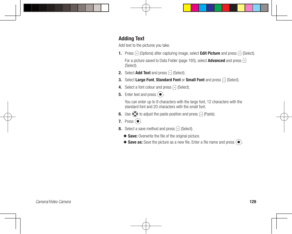 Adding text | Toshiba 705T User Manual | Page 129 / 315