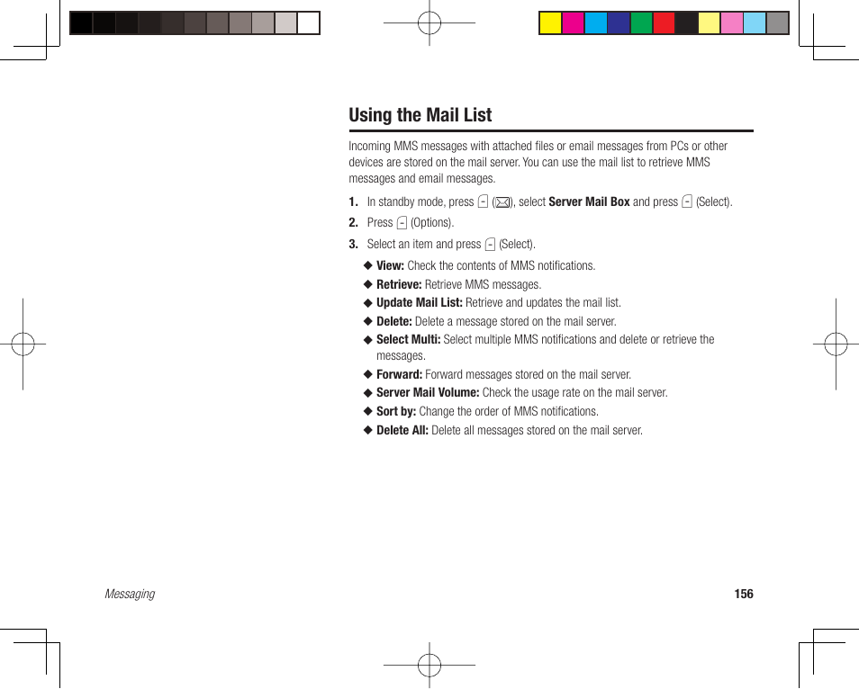 Using the mail list | Toshiba 705T User Manual | Page 156 / 315