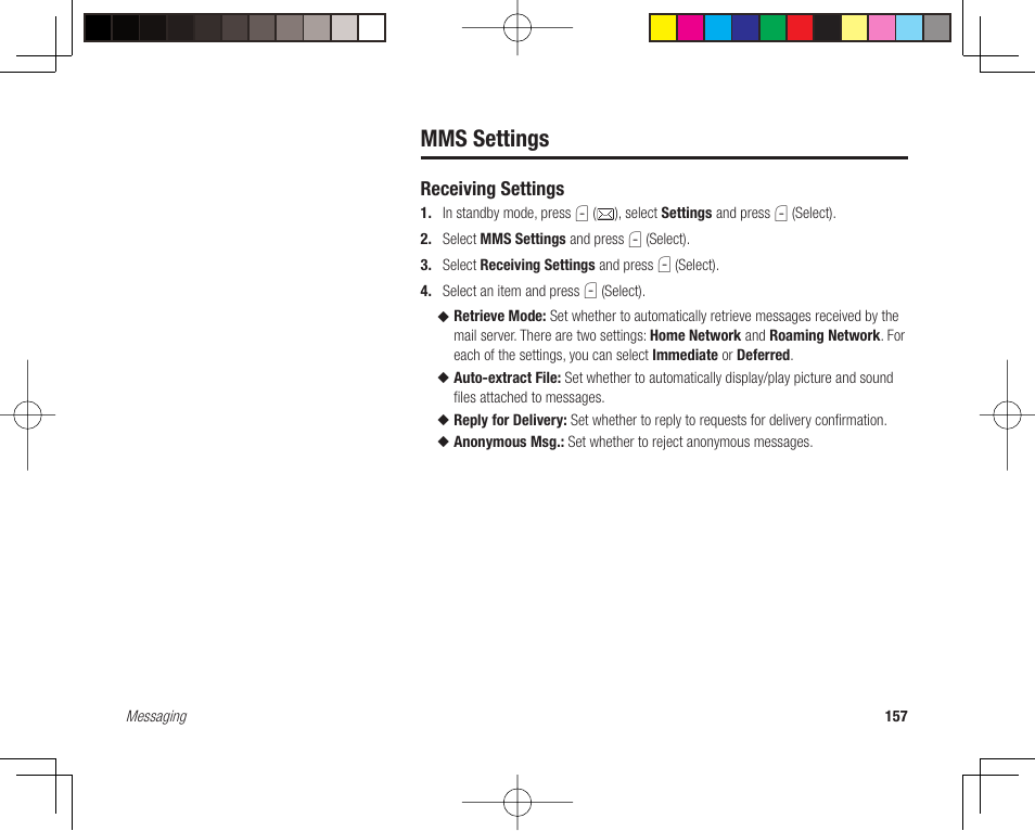 Mms settings | Toshiba 705T User Manual | Page 157 / 315