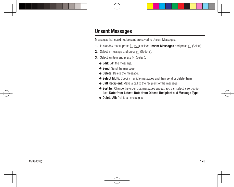 Unsent messages | Toshiba 705T User Manual | Page 170 / 315