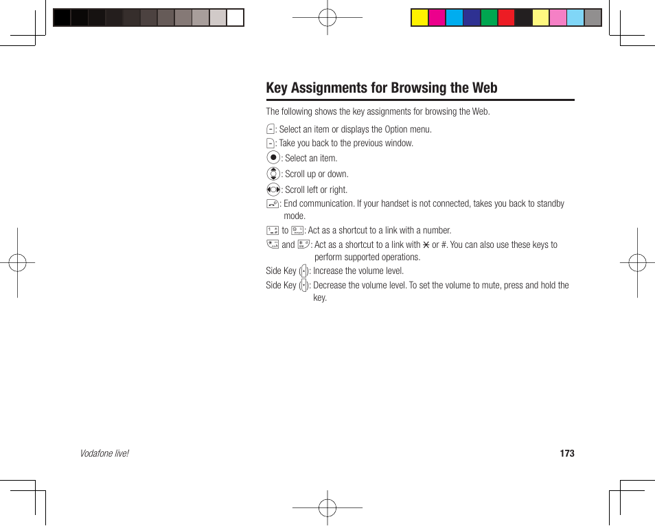 Key assignments for browsing the web | Toshiba 705T User Manual | Page 173 / 315