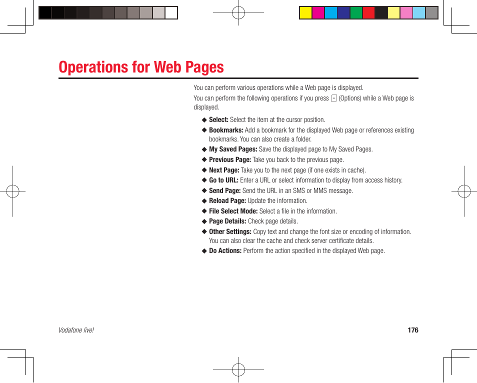 Operations for web pages | Toshiba 705T User Manual | Page 176 / 315