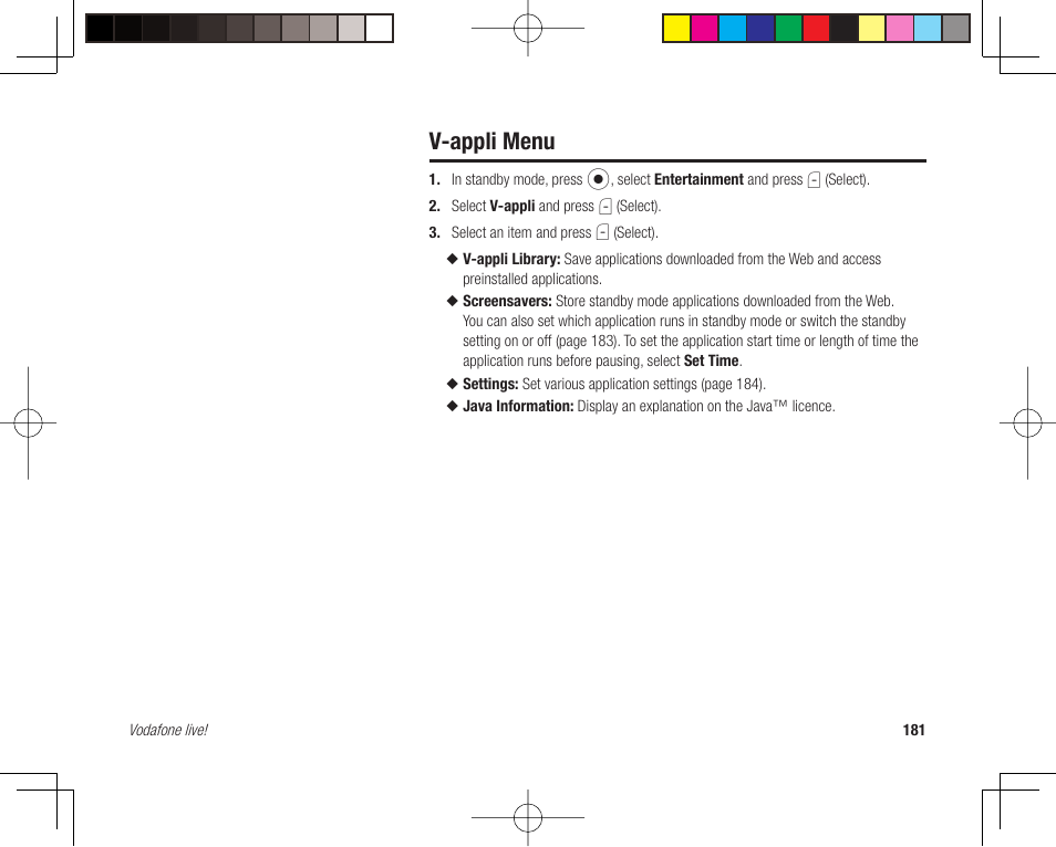 V-appli menu | Toshiba 705T User Manual | Page 181 / 315