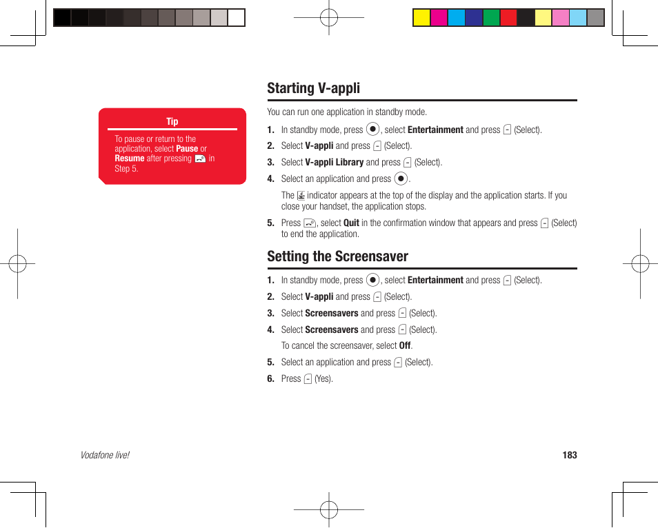 Starting v-appli, Setting the screensaver | Toshiba 705T User Manual | Page 183 / 315