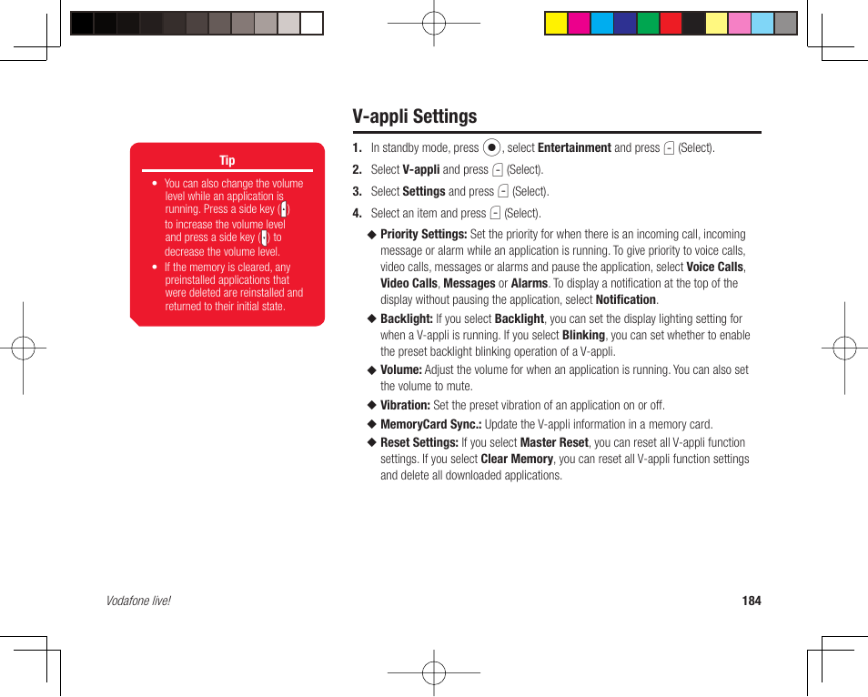 V-appli settings | Toshiba 705T User Manual | Page 184 / 315