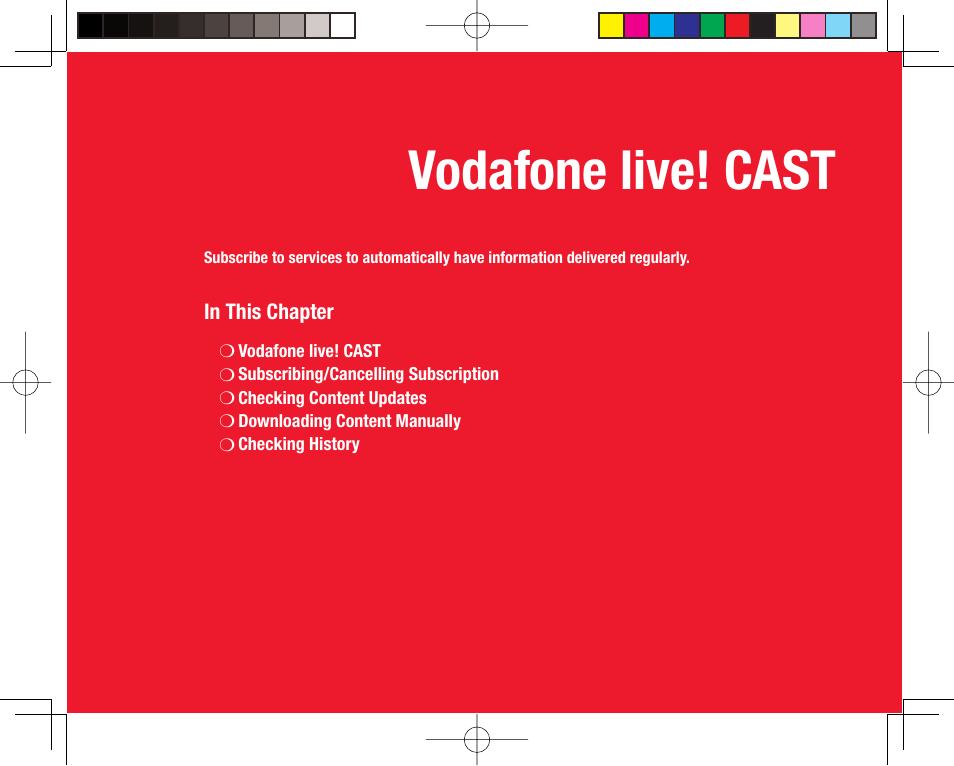 Vodafone live! cast | Toshiba 705T User Manual | Page 186 / 315