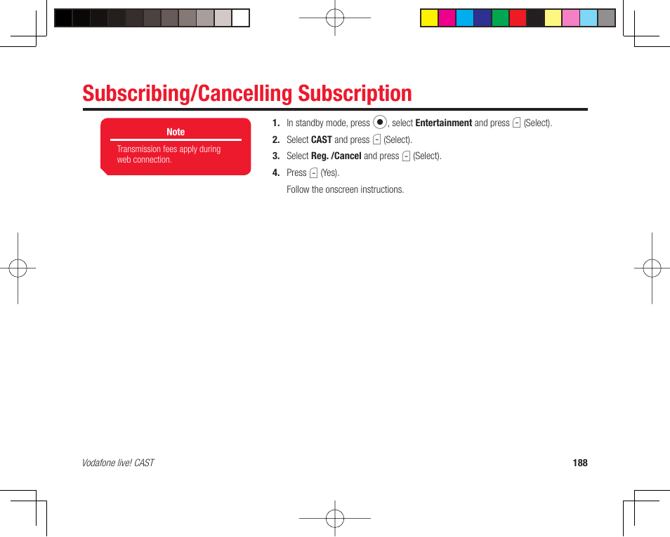 Subscribing/cancelling subscription | Toshiba 705T User Manual | Page 188 / 315