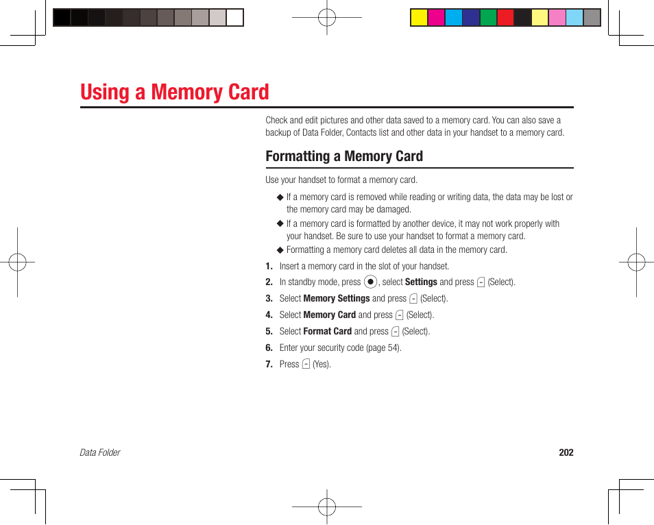 Using a memory card | Toshiba 705T User Manual | Page 202 / 315