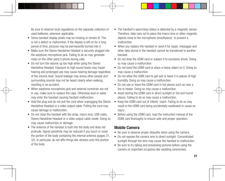 Mobile camera | Toshiba 705T User Manual | Page 21 / 315