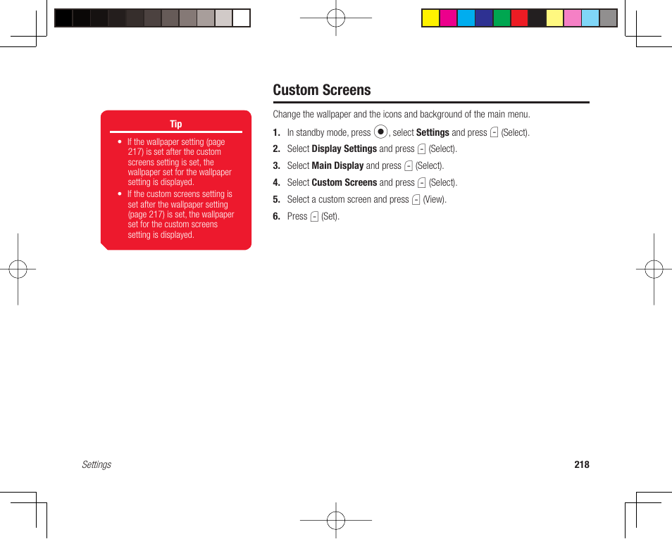 Custom screens | Toshiba 705T User Manual | Page 218 / 315