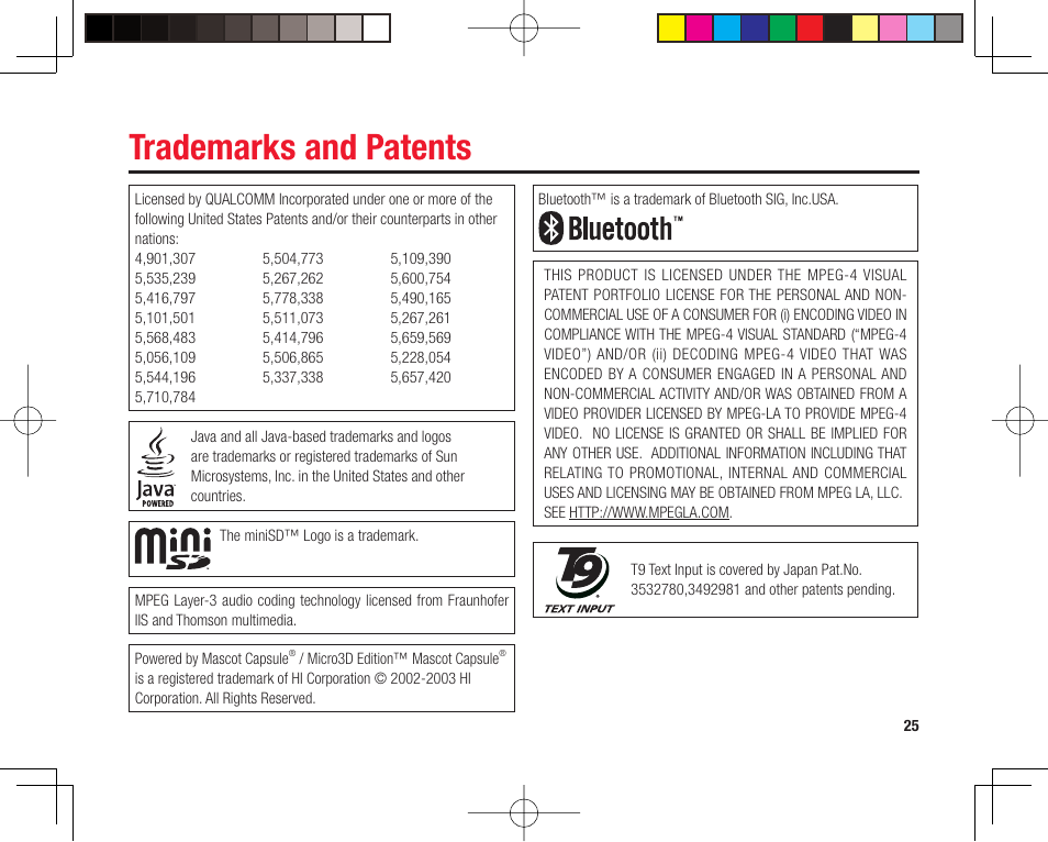 Trademarks and patents | Toshiba 705T User Manual | Page 25 / 315
