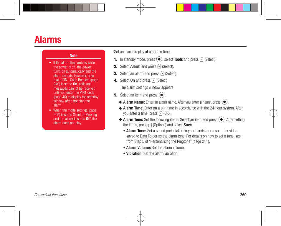 Alarms | Toshiba 705T User Manual | Page 260 / 315