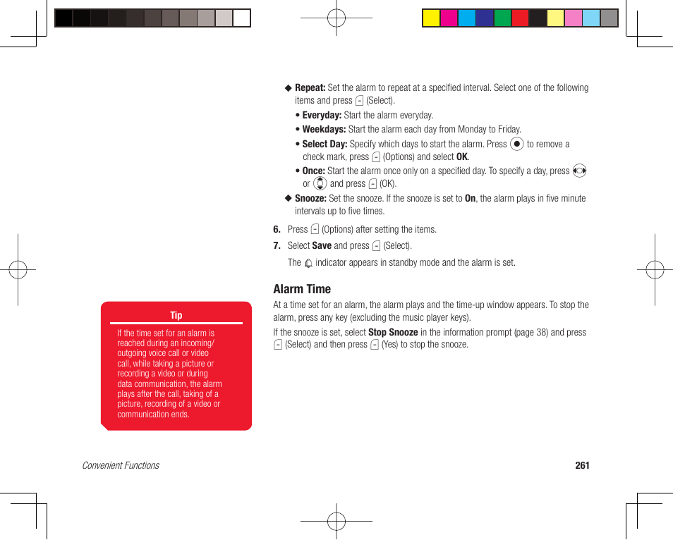 Alarm time | Toshiba 705T User Manual | Page 261 / 315