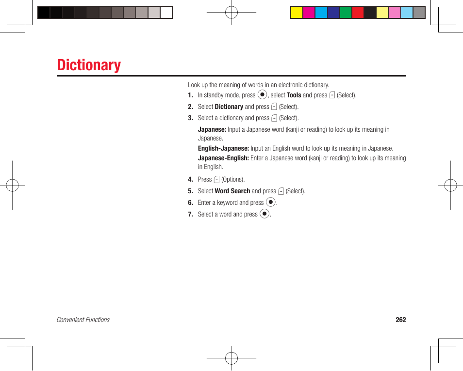 Dictionary | Toshiba 705T User Manual | Page 262 / 315