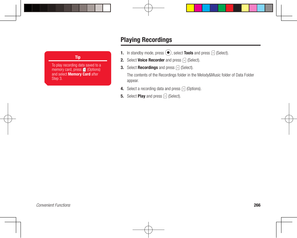 Playing recordings | Toshiba 705T User Manual | Page 266 / 315
