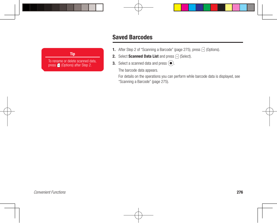Saved barcodes | Toshiba 705T User Manual | Page 276 / 315