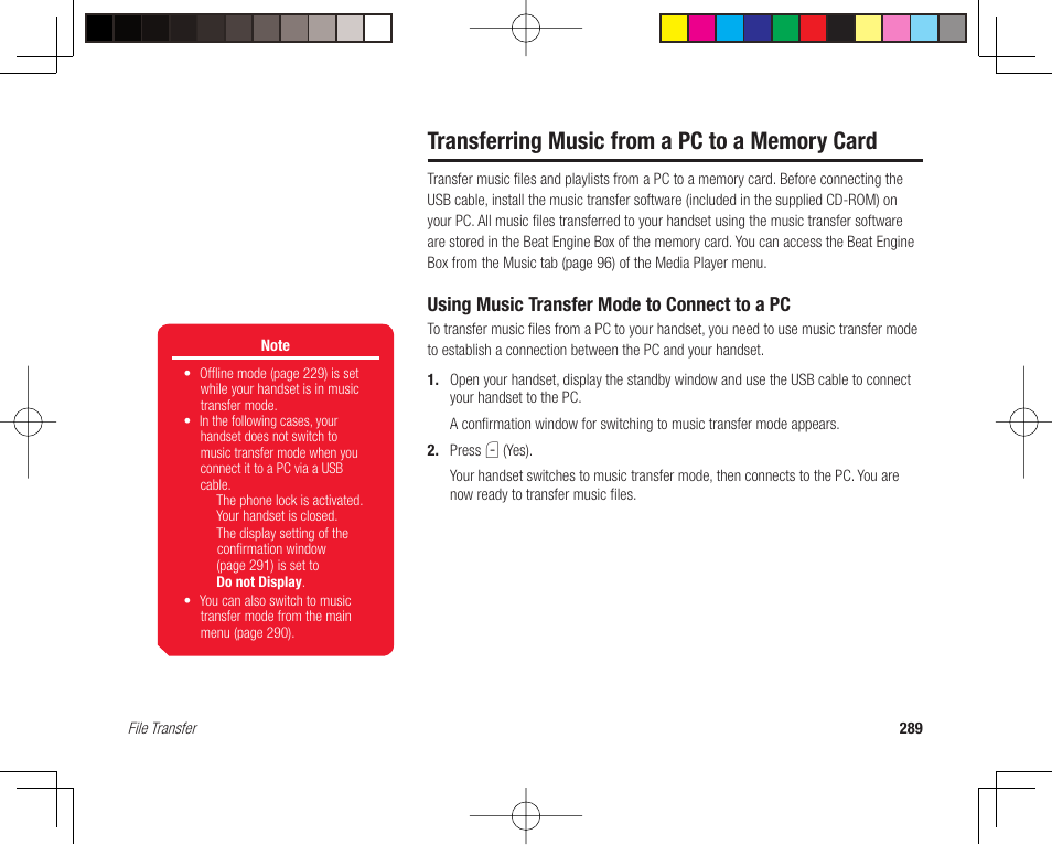 Using music transfer mode to connect to a pc | Toshiba 705T User Manual | Page 289 / 315