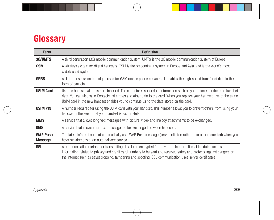 Glossary | Toshiba 705T User Manual | Page 306 / 315