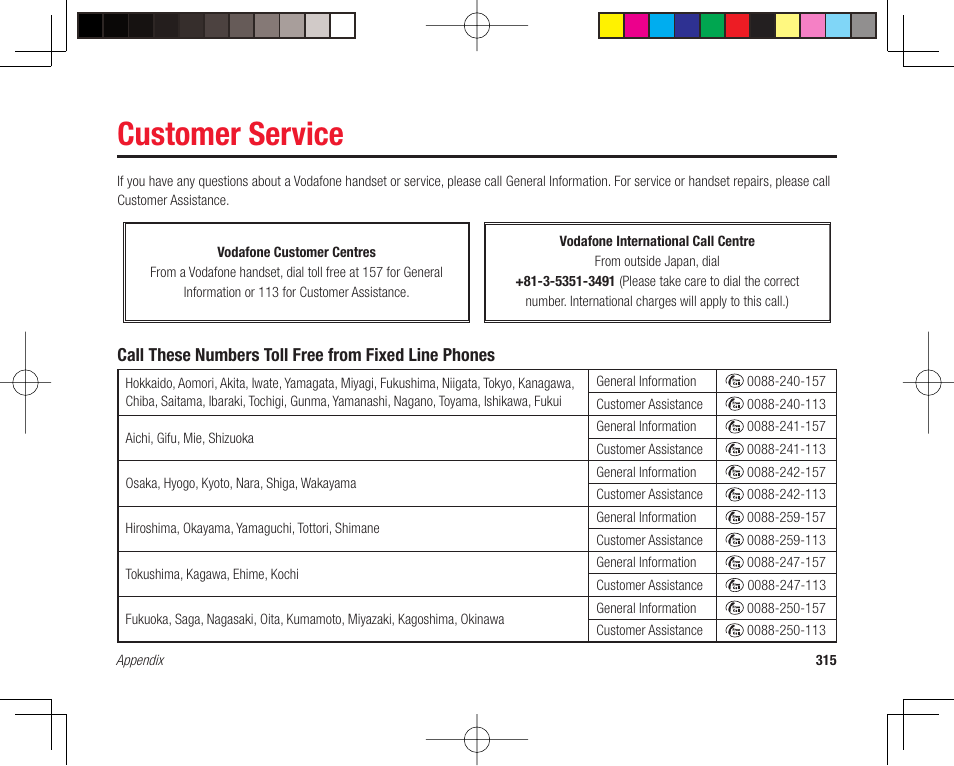 Customer service | Toshiba 705T User Manual | Page 315 / 315