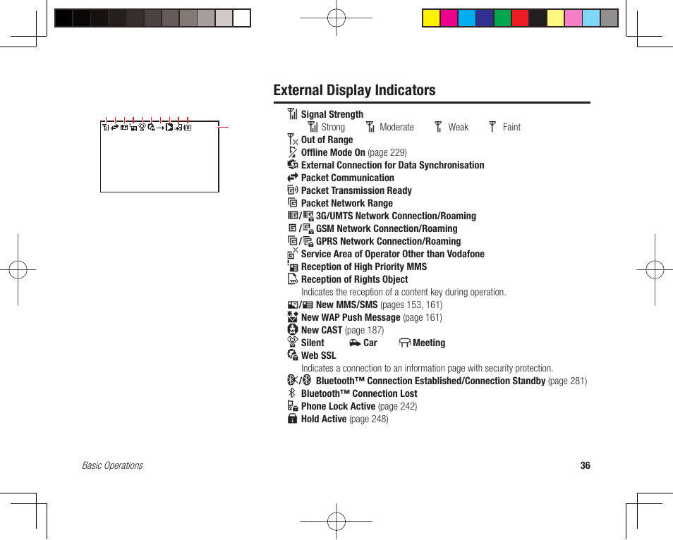 External display indicators | Toshiba 705T User Manual | Page 36 / 315