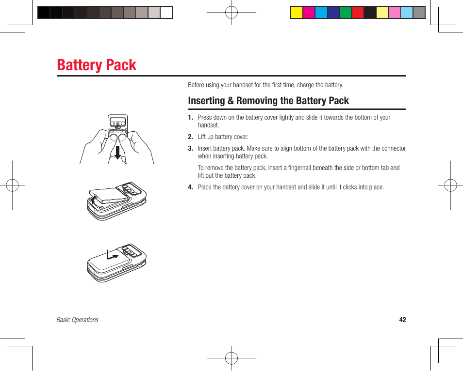 Battery pack, Inserting & removing the battery pack | Toshiba 705T User Manual | Page 42 / 315