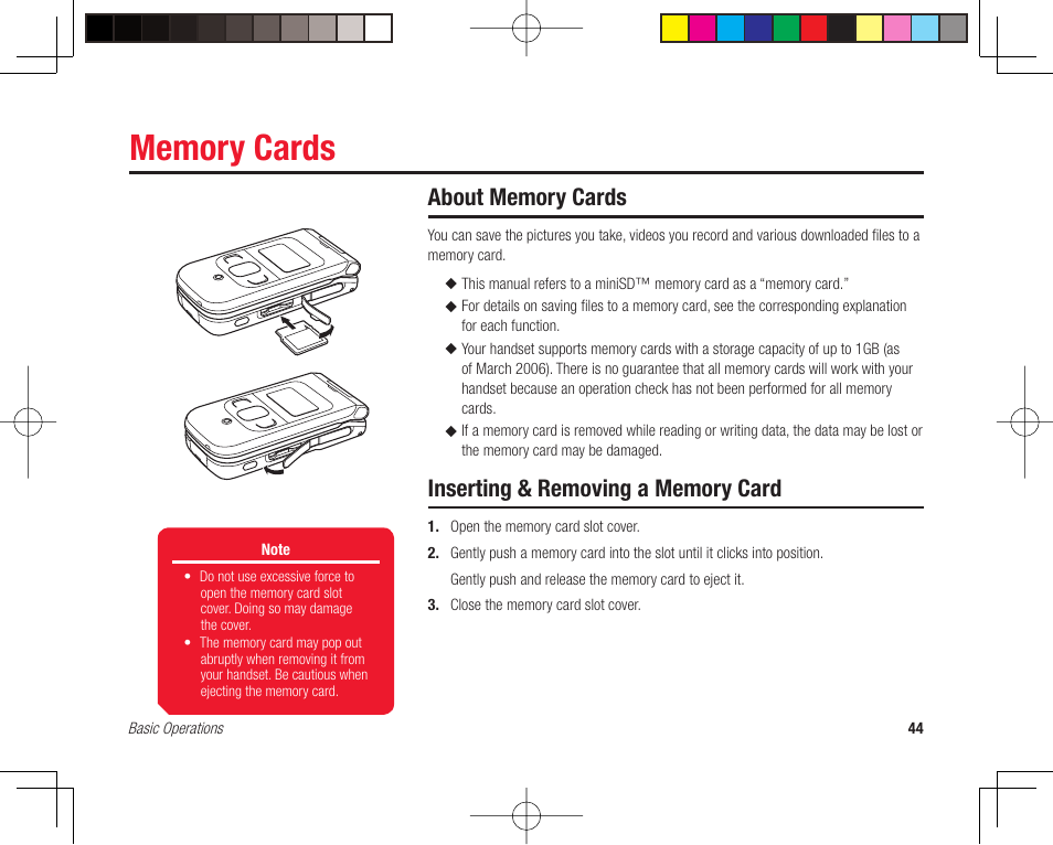 Memory cards | Toshiba 705T User Manual | Page 44 / 315