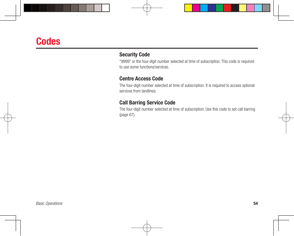 Codes | Toshiba 705T User Manual | Page 54 / 315