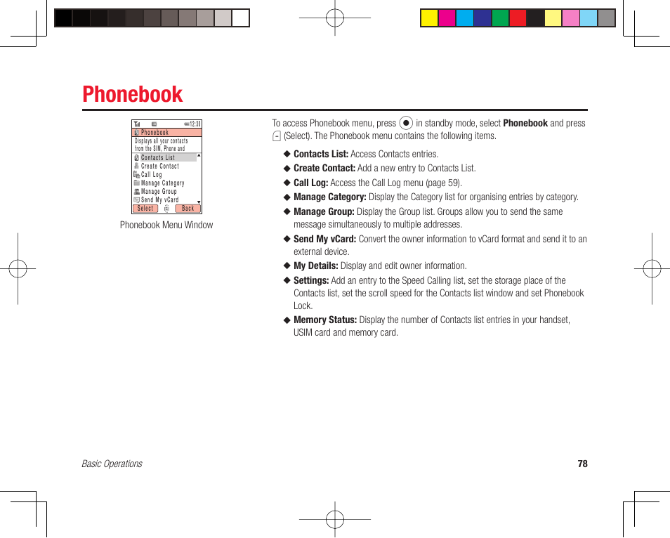 Phonebook | Toshiba 705T User Manual | Page 78 / 315