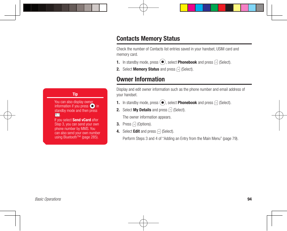 Owner information | Toshiba 705T User Manual | Page 94 / 315