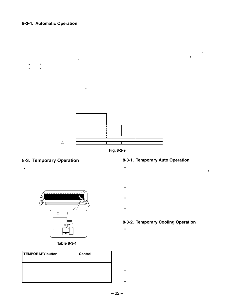 3. temporary operation, 3-1. temporary auto operation, 3-2. temporary cooling operation | 2-4. automatic operation | Toshiba RAS-10YKV-E User Manual | Page 32 / 79