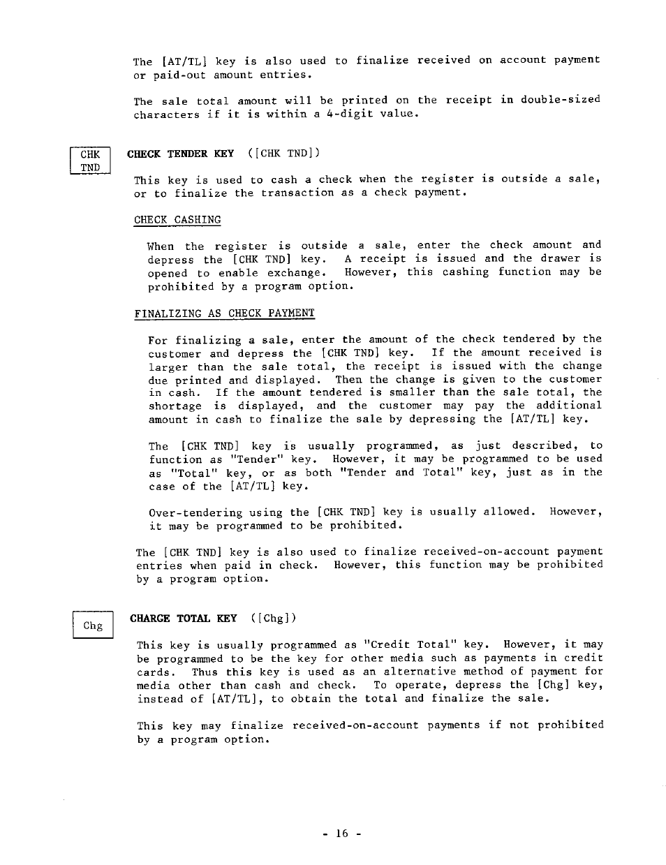 Charge total key ([chg]) | Toshiba TEC MA-1040-100 Series User Manual | Page 14 / 48