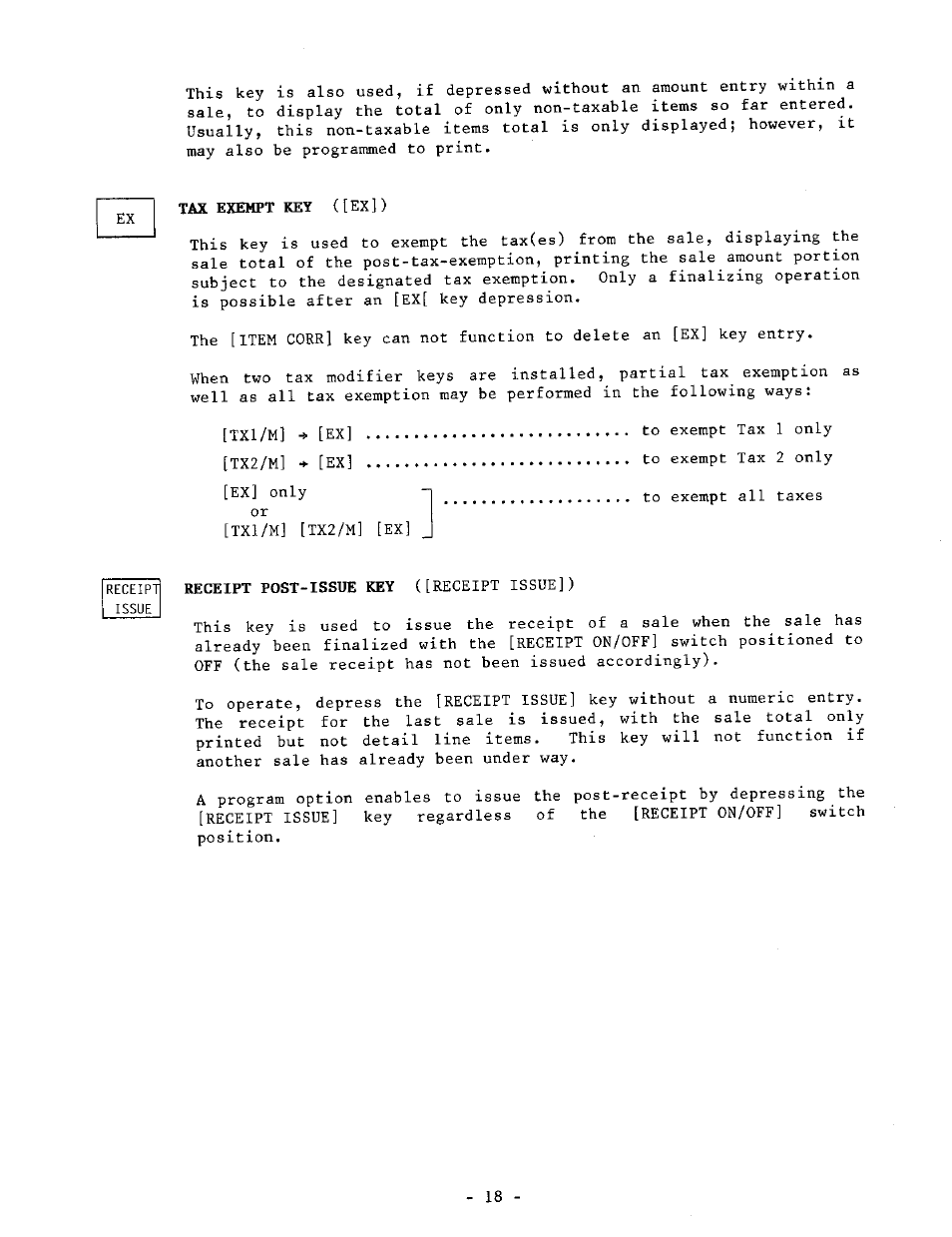 Tax exempt key ([ex]) | Toshiba TEC MA-1040-100 Series User Manual | Page 16 / 48