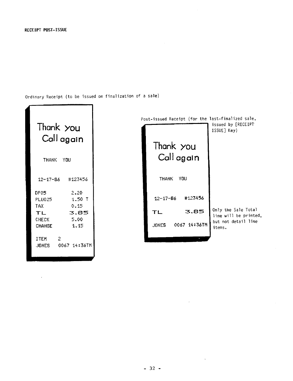 Receipt post-issue | Toshiba TEC MA-1040-100 Series User Manual | Page 30 / 48