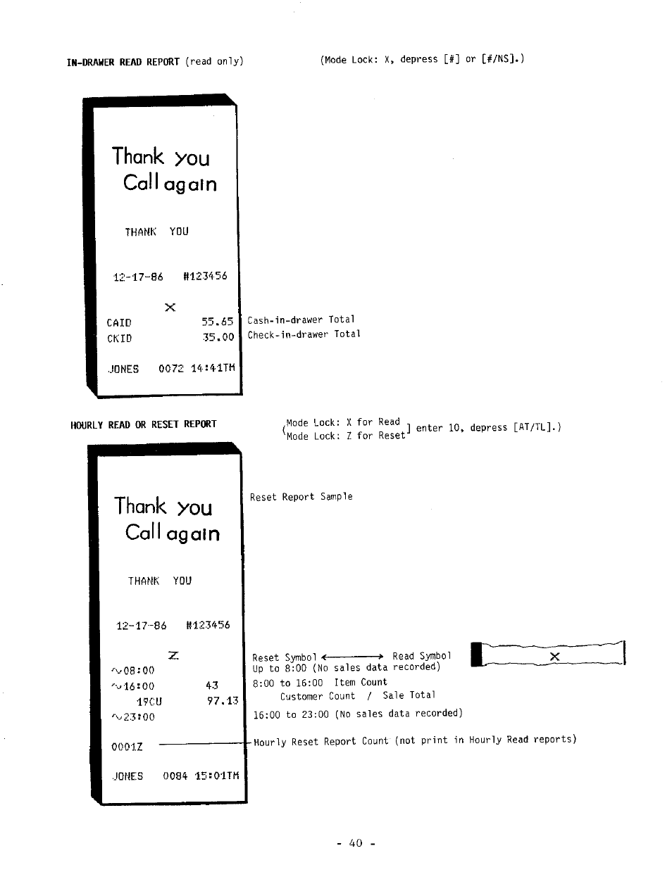 Hourly read or reset report, Voa.’oo | Toshiba TEC MA-1040-100 Series User Manual | Page 38 / 48
