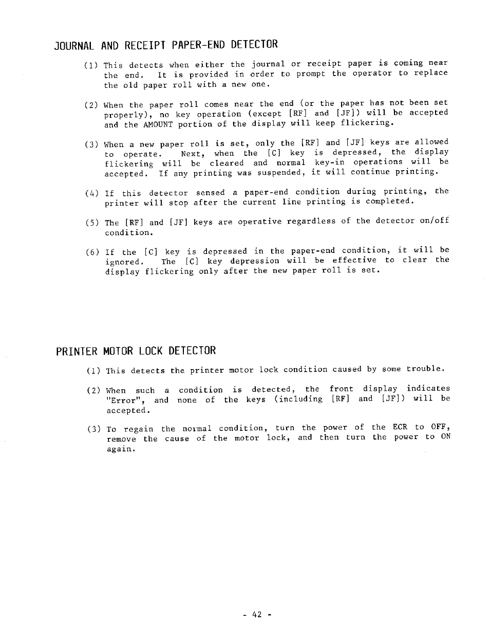 Journal and receipt paper-end detector, Printer motor lock detector | Toshiba TEC MA-1040-100 Series User Manual | Page 40 / 48