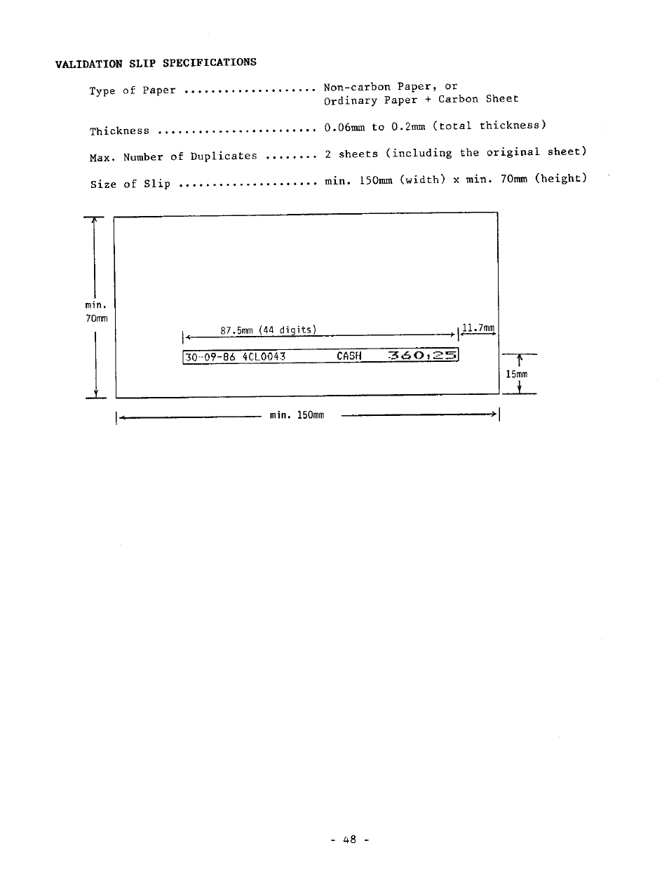 Validation slip specifications | Toshiba TEC MA-1040-100 Series User Manual | Page 46 / 48