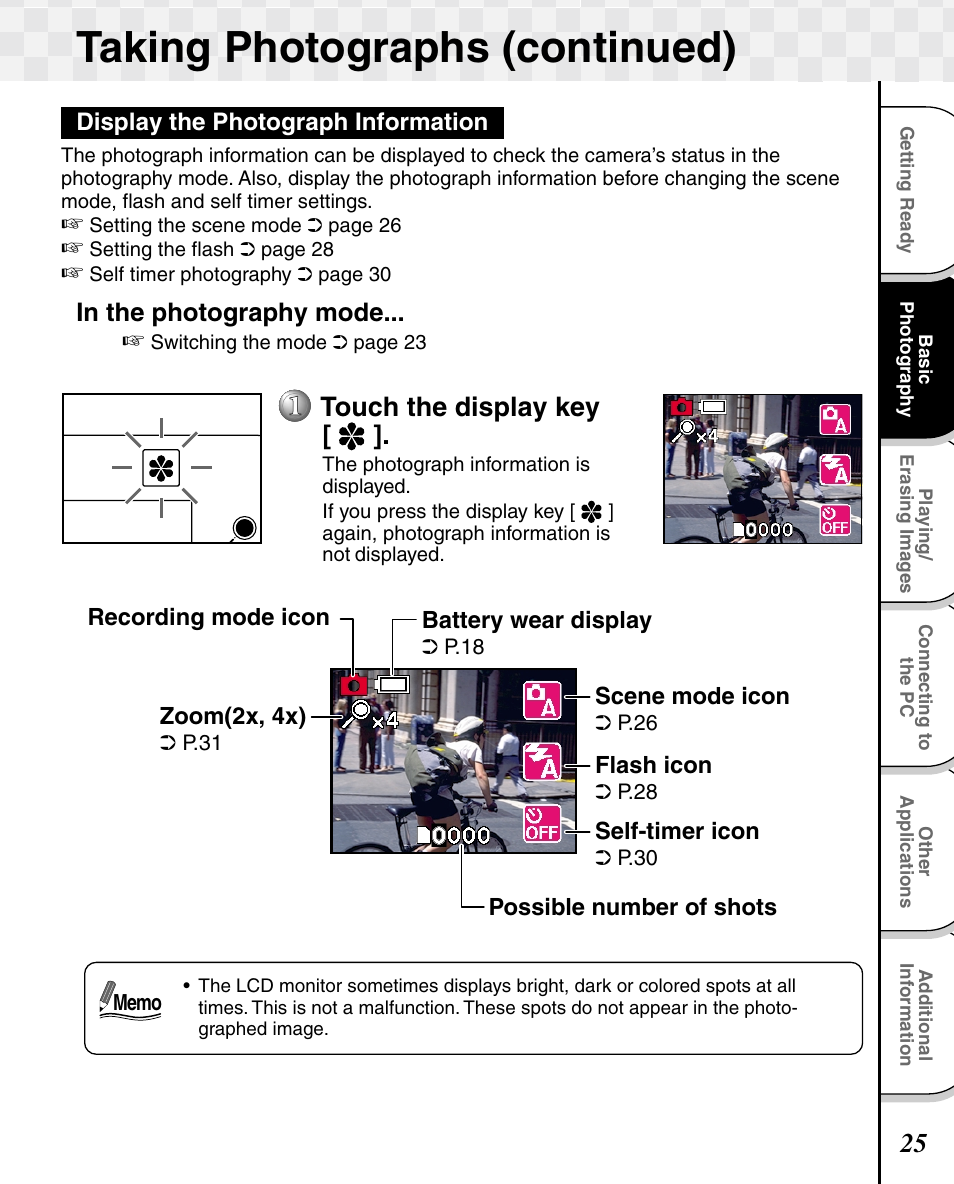 Taking photographs (continued), Touch the display key | Toshiba T10 User Manual | Page 26 / 59