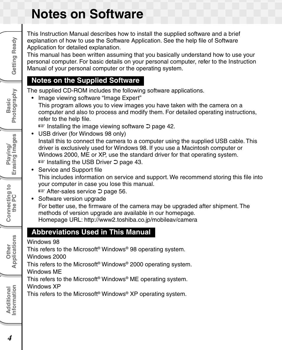 Abbreviations used in this manual | Toshiba T10 User Manual | Page 5 / 59