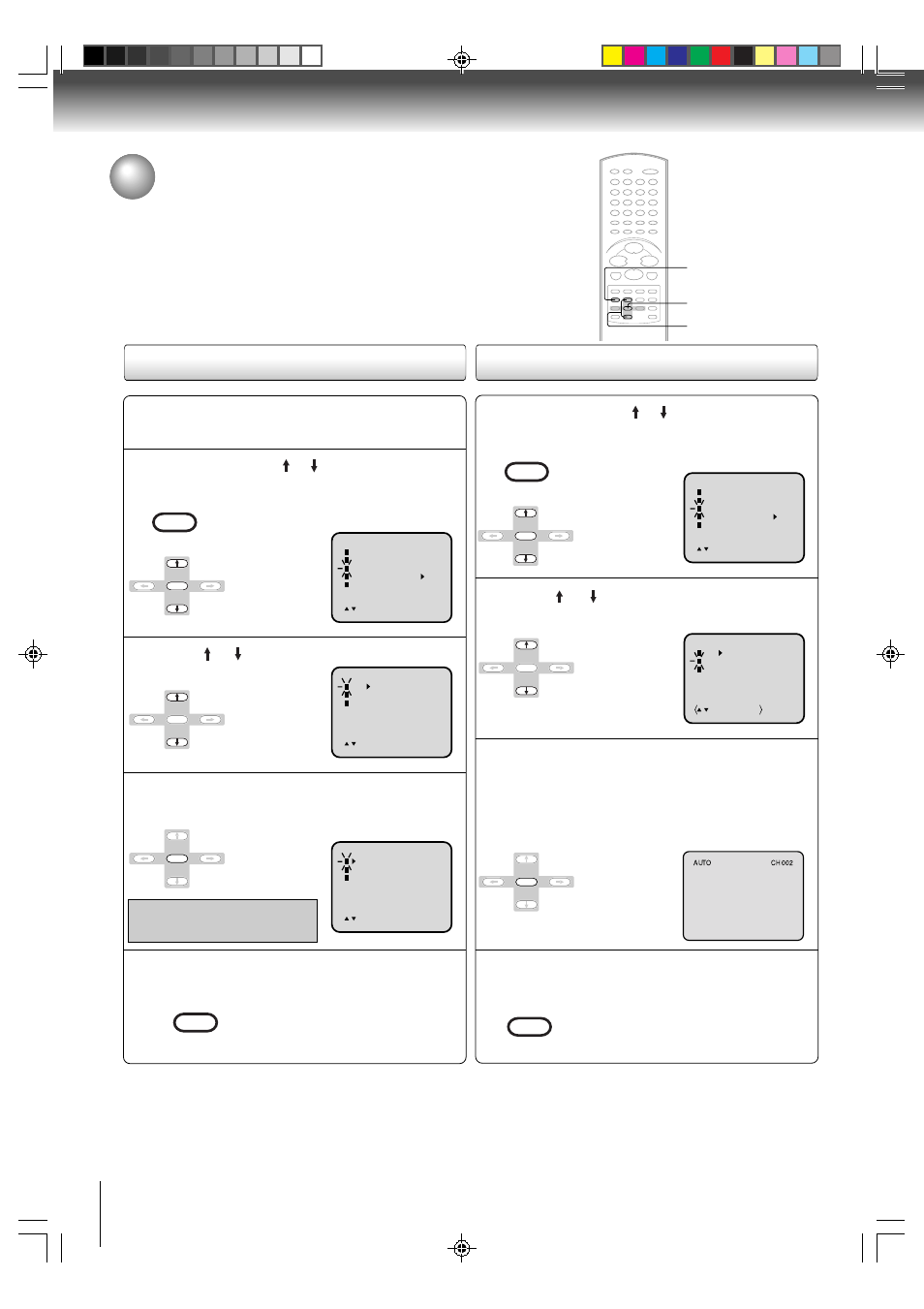 Tuner setting, Tv/catv selection setting channels automatically | Toshiba MW24FN3/R User Manual | Page 26 / 68