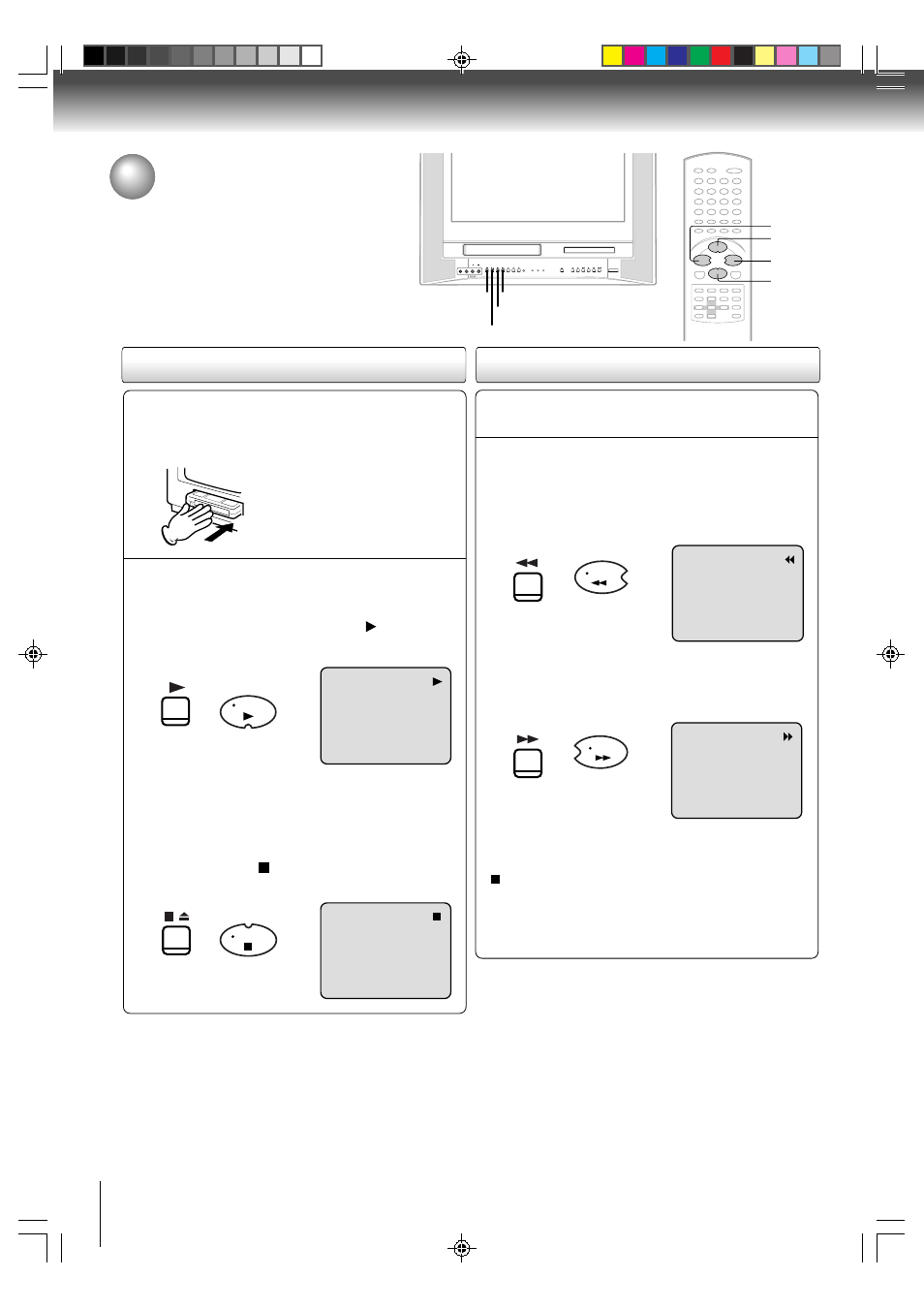 Cassette tape playback, Playback rewind or forward the tape | Toshiba MW24FN3/R User Manual | Page 36 / 68