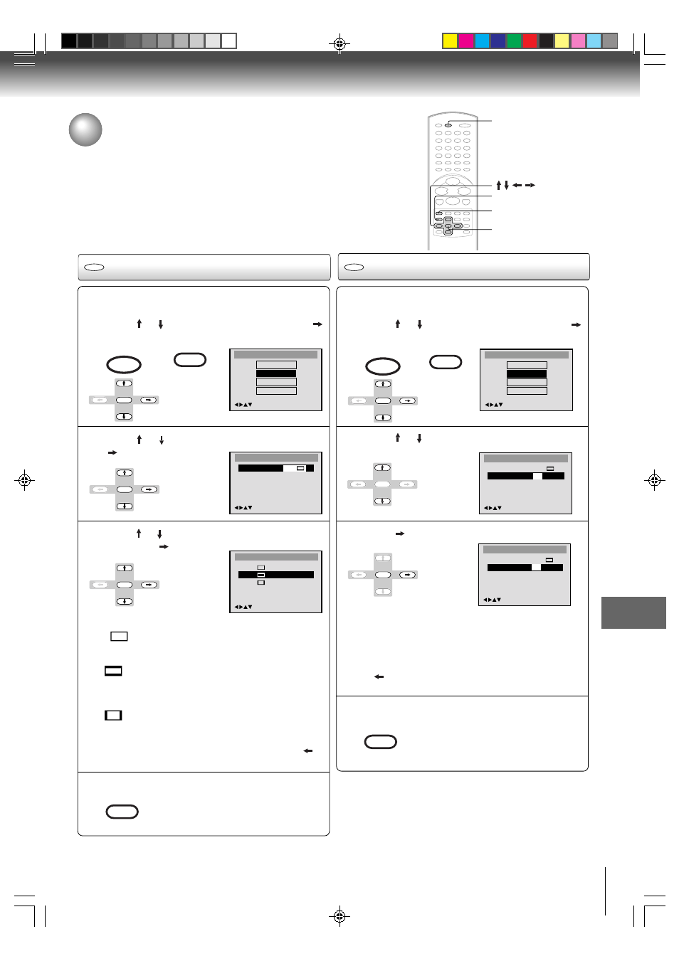 Setting on screen display, Setting the aspect ratio of tv screen | Toshiba MW24FN3/R User Manual | Page 57 / 68